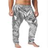 Vxuxlje Men's Shiny Elastic Waistband Harem Pants Jazz Hip Hop Dance Baggy Trousers Clubwear Silver Small view 4