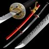 HERO SWORD Beautiful Damascus Steel Japanese Katana Sword Battle Ready Full Tang Stone Pattern Blade Samurai Sword Cool Weapon for Mens Women,Red,Best Gift and Home Decoration view 1