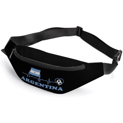 Argentine Football Heartbeat Fanny Pack Fashion Belt Bag Adjustable Waist Bag for Hiking Running Travel