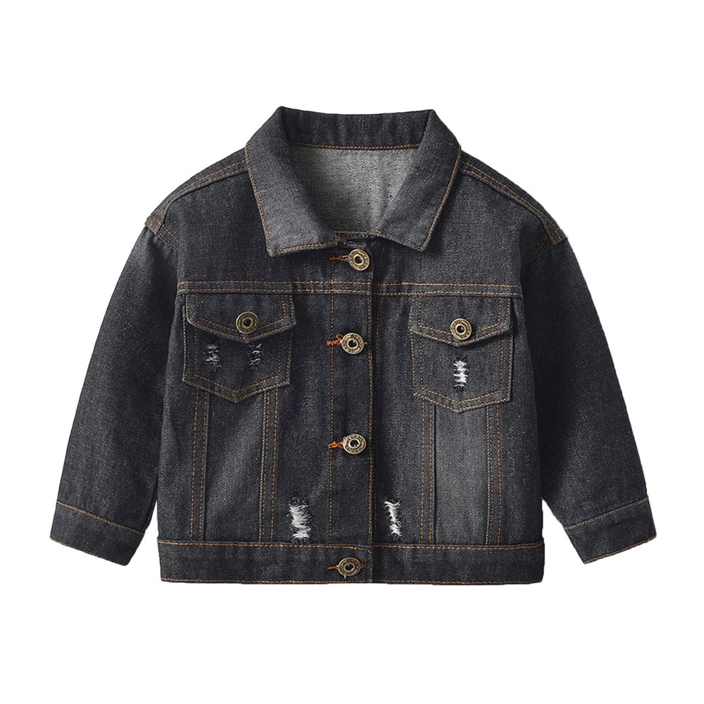 Toddler Kid Baby Boys Girls Denim Jacket Long Sleeve Button Down Jeans Coat Cowboy Overcoat Basic (D-A, 12-18 Months)