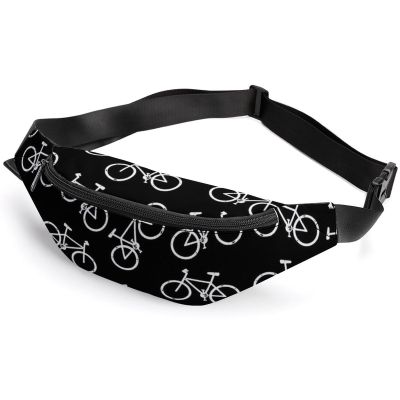Bike Pattern Fanny Pack Fashion Belt Bag Adjustable Waist Bag for Hiking Running Travel