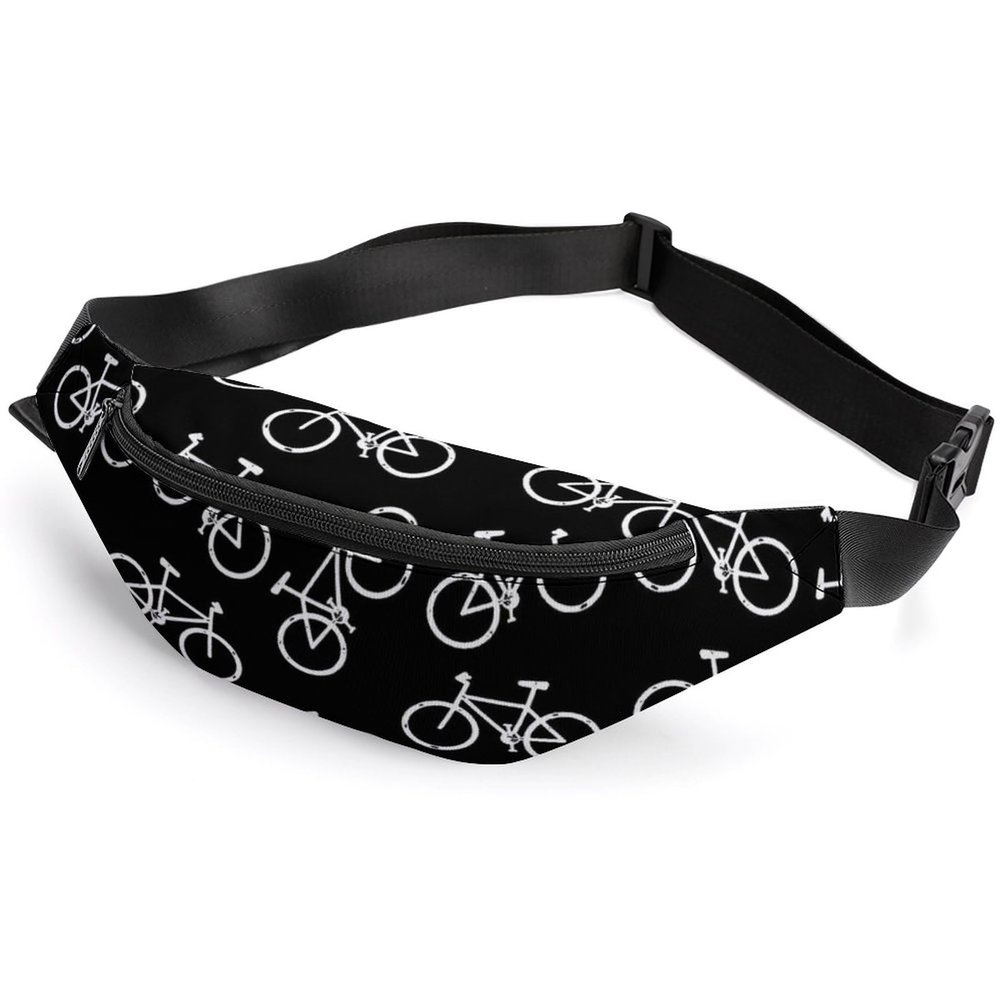 Bike Pattern Fanny Pack Fashion Belt Bag Adjustable Waist Bag for Hiking Running Travel