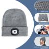 YMHB Unisex Beanie Hat with Light, USB Rechargeable LED Headlamp Hat Night Light Cap Christmas Stocking Stuffers Gifts for Men Dad Father Husband (Grey) view 3