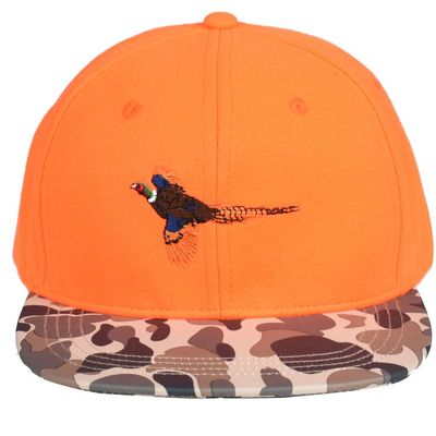 EDTREK Performance Outdoorsman Snapback Truck Hat with Flat Brim - Unique Animal Embroidery (Orange - Pheasant)