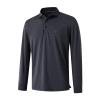 Mens Golf Shirts Dry Fit UPF30+ Pin Striped Casual Sport Long Sleeve Mens Polo Shirts Black view 2