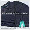 Mens Golf Shirts Dry Fit UPF30+ Pin Striped Casual Sport Long Sleeve Mens Polo Shirts Black view 4