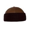 Winter Sheepskin Leather Fur Knit Beanie Cuff Round Bucket Winter Ski Hat (Taupe Brown) view 2