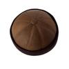 Winter Sheepskin Leather Fur Knit Beanie Cuff Round Bucket Winter Ski Hat (Taupe Brown) view 3