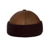 Winter Sheepskin Leather Fur Knit Beanie Cuff Round Bucket Winter Ski Hat (Taupe Brown) view 4