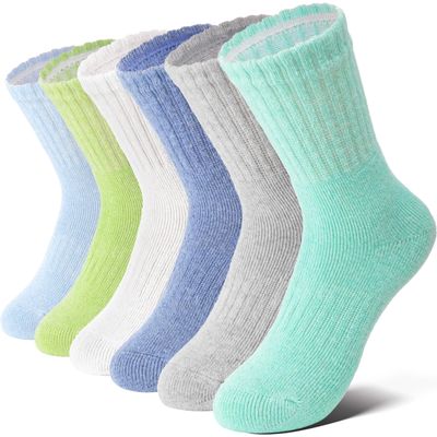 Anlisim Kids Merino Wool Hiking Socks for Boys Girls Toddlers, 6 Pairs
