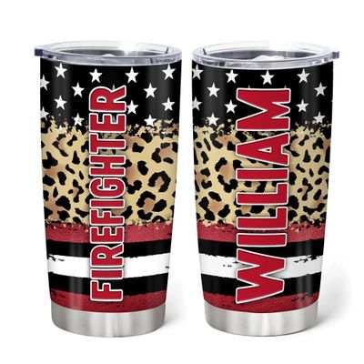 Hyturtle Personalized Firefighter Gifts For Men - Firefighter Printed Custom Name Stainless Steel Tumblers 20oz With Lid - Gift For Firemen Fire Department Dad Men Father Graduation Birthday