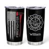 Hyturtle Personalized Firefighter Gifts For Men - Firefighter Printed Custom Name Stainless Steel Tumblers 20oz With Lid - Gift For Firemen Fire Department Dad Men Graduation Birthday Christmas view 1