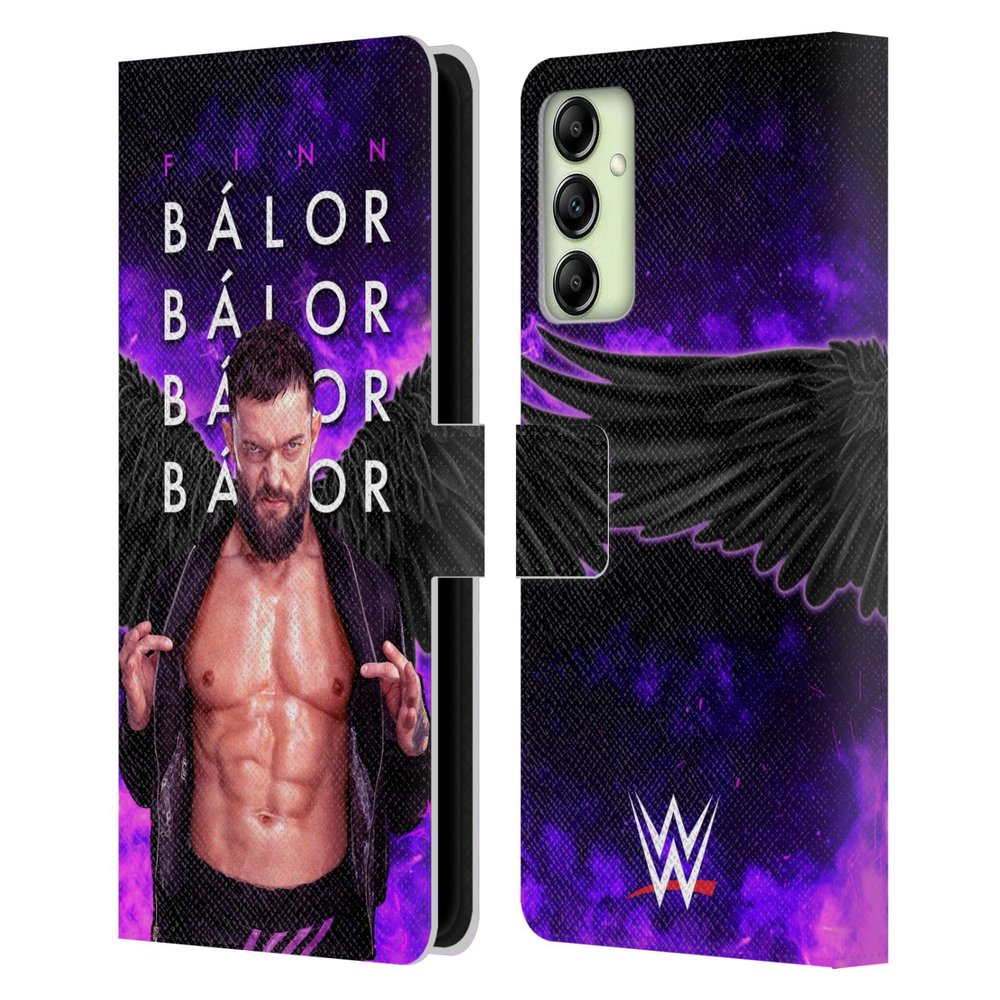 Head Case Designs Officially Licensed WWE Graphics Finn Balor Leather Wallet Case Compatible with Samsung Galaxy A14 5G