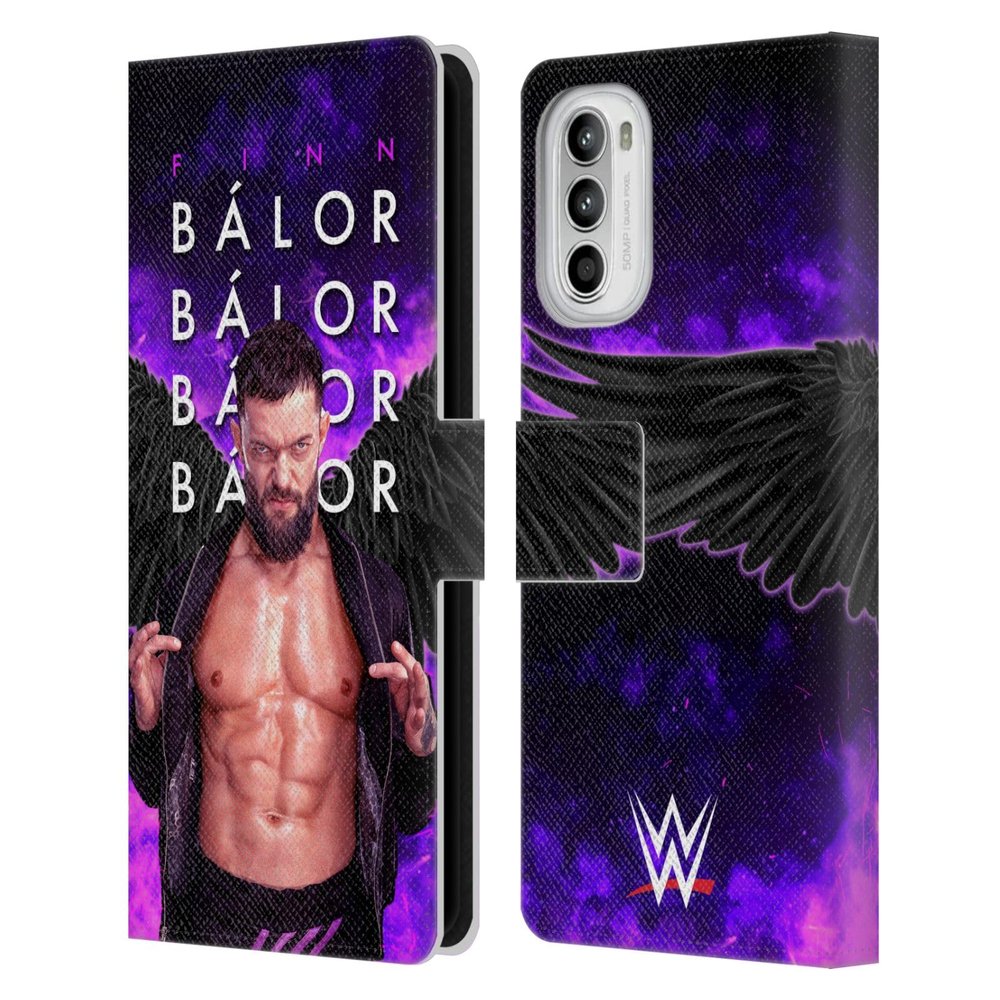 Head Case Designs Officially Licensed WWE Graphics Finn Balor Leather Book Wallet Case Cover Compatible with Motorola Moto G52