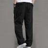 Orders Placed by Me Slim Fit Dress Pants for Men Mens Pants Casual Cotton Solid Straight Hidden Expandable Waist Loose Trousers Fashion Outdoor Sport Sweatpants Black 5X view 3