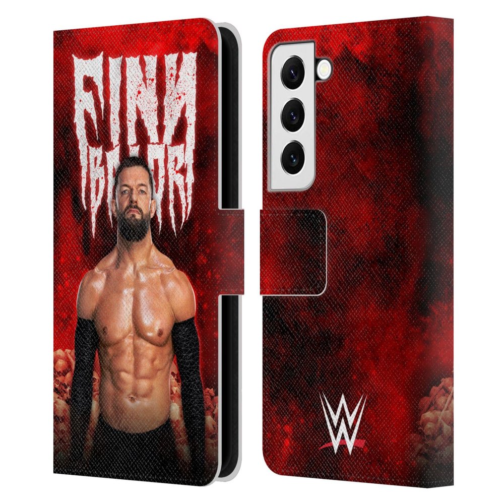 Head Case Designs Officially Licensed WWE Portrait Finn Balor Leather Wallet Case Compatible with Samsung Galaxy S22 5G