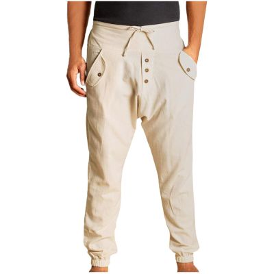 Daily Deals of The Day Prime Today Only Mens Travel Pants White Linen Pants Drawstring Elastic Waist Skinny-Fit Solid Loose Trousers Fashion Casual Double Pockets Pants Beige M