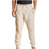 Daily Deals of The Day Prime Today Only Mens Travel Pants White Linen Pants Drawstring Elastic Waist Skinny-Fit Solid Loose Trousers Fashion Casual Double Pockets Pants Beige M view 1