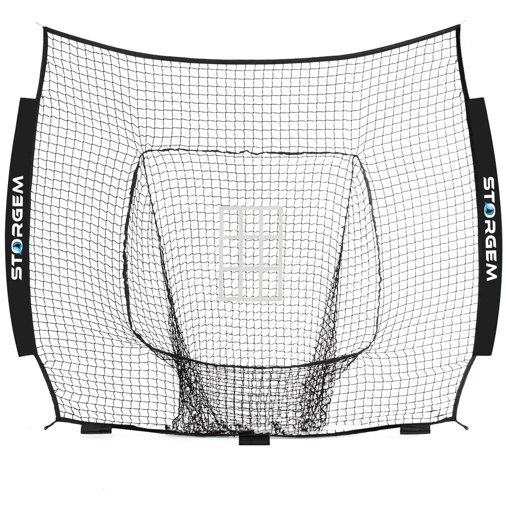 Storgem Replacement Net for Baseball, 7-Strand Knotless Polyester Net, Fits 7x7ft Size Baseball Bow Style Frames (Black PRO)