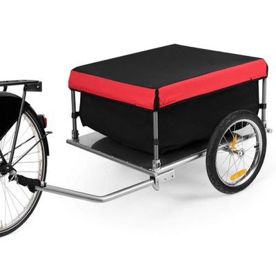 IRONMAX Bike Cargo Trailer, Folding Wagon Cart with 16'' Wheels & Waterproof Cover, Heavy Duty Bicycle Trailer Cargo Carrier w/Hitch, Bike Storage Cart for Hauling Groceries, Luggage, Tools