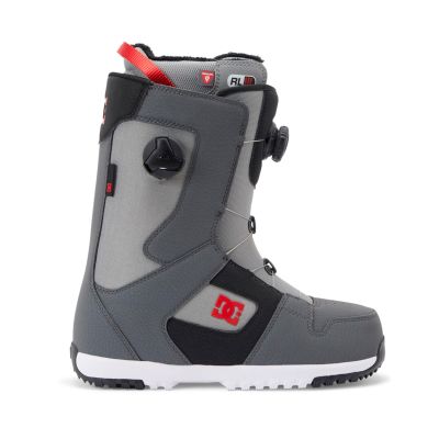 DC Men's Phase BOA Pro Warm Durable Articulated Medium-Flex Ventilated Snowboard Boots with Insulated Liner & Molded Insole, Black/Grey/Red, 8