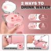 BLUEGO 64oz Water Bottle Glass with Stainless Steel Handle Large Water Bottle with Time Markers and Silicone Sleeve Half Gallon Water Jug BPA Free for Gym Daily Use, Pink view 2