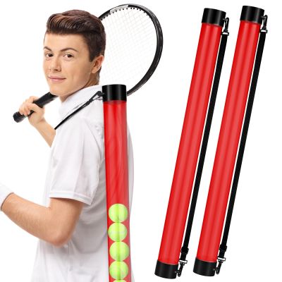Lenwen 2 Pack Tennis Ball Tube Pickup, Fits 15 Tennis Ball with Shoulder Strap, Lightweight Collector Holder Picker Grabber Retriever Tube Carrier for Players, Coaches & Instructors(Rose Red)