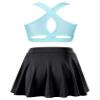YEAHDOR Girls Tennis Golf Sports Outfit Sleeveless U Neck Tank Top with Pleated Skort Skirt Set Gym Dance Tracksuit Light Blue&Black 12 Years view 2