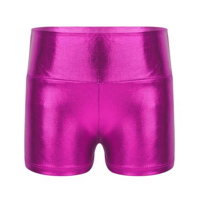 Agoky Kids Girls Shiny Metallic Hip Hop Jazz Dance Shorts Gymnastics Workout Yoga Booty Shorts Sports Bottoms Dancewear Rose 14 Years