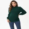 FUNJULY Women's Knit Ribbed Maternity Top Casual Mock Neck Puff Long Sleeve Ruched Tunic Pullover Shirt for Pregnant Women Dark Green S view 3