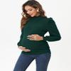 FUNJULY Women's Knit Ribbed Maternity Top Casual Mock Neck Puff Long Sleeve Ruched Tunic Pullover Shirt for Pregnant Women Dark Green S view 4