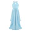 Alvivi Big Girls Halter-Neck Floral Lace Junior Bridesmaid Romper Dress Wedding Party Ball Prom Evening Long Gowns Light Blue B 8 Years view 1