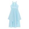Alvivi Big Girls Halter-Neck Floral Lace Junior Bridesmaid Romper Dress Wedding Party Ball Prom Evening Long Gowns Light Blue B 8 Years view 3
