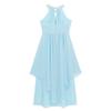 Alvivi Big Girls Halter-Neck Floral Lace Junior Bridesmaid Romper Dress Wedding Party Ball Prom Evening Long Gowns Light Blue B 8 Years view 4