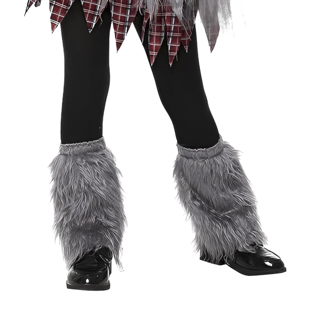 JIAHG Halloween Faux Fur Werewolf Costume Leg Warmers Shoe Covers Shawl for Boys Girls Cosplay Fancy Party Accessories