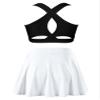 YEAHDOR Girls Tennis Golf Sports Outfit Sleeveless U Neck Tank Top with Pleated Skort Skirt Set Gym Dance Tracksuit Black&White 8 Years view 2