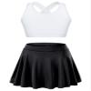YEAHDOR Girls Tennis Golf Sports Outfit Sleeveless U Neck Tank Top with Pleated Skort Skirt Set Gym Dance Tracksuit White&Black 8 Years view 1