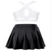 YEAHDOR Girls Tennis Golf Sports Outfit Sleeveless U Neck Tank Top with Pleated Skort Skirt Set Gym Dance Tracksuit White&Black 8 Years view 2