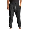 Tactical Pants for Man White Linen Pants Drawstring Elastic Waist Skinny-Fit Solid Loose Trousers Fashion Casual Double Pockets Pants Black M view 1