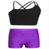 Loodgao Kids Girls 2 Piece Dance Outfits Gymnastics Crop Top with Booty Shorts Sport Tracksuit Swimsuit Clothing Purple#b 5-6 view 1