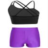 Loodgao Kids Girls 2 Piece Dance Outfits Gymnastics Crop Top with Booty Shorts Sport Tracksuit Swimsuit Clothing Purple#b 5-6 view 2