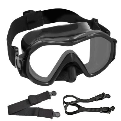 Adults Snorkel Diving Mask, Anti-Fog Tempered Glass Swimming Goggles with Nose Cover, Youth Scuba Dive Mask Swim Glasses for Diving, Snorkeling, Swimming