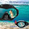 Adults Snorkel Diving Mask, Anti-Fog Tempered Glass Swimming Goggles with Nose Cover, Youth Scuba Dive Mask Swim Glasses for Diving, Snorkeling, Swimming view 3
