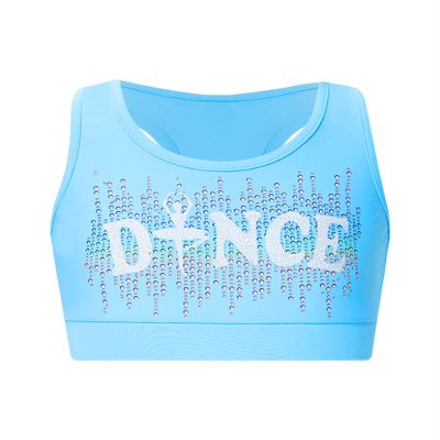Loodgao Kids Girls Dance Crop Top T-Shirt Athletic Sports Bra Sleeveless Ballet Gymnastics Tank Tops LightBlue 12 Years