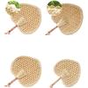 ZUMAHA Portable Hand-woven Hand Fan, Chinese Style Classical Handmade Fan, Traditional Straw Old-Fashioned Long Handheld Fan 27.5 * 25CM Cool view 2
