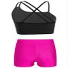 Loodgao Kids Girls 2 Piece Dance Outfits Gymnastics Crop Top with Booty Shorts Sport Tracksuit Swimsuit Clothing Rose#b 10-12 view 2