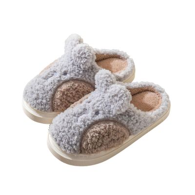 Women Bunny Plush Slippers Cute Rabbit Ear Cotton Slippers Thick Bottom Winter Warm Cozy Slippers Fluffy Indoor Bedroom Shoes