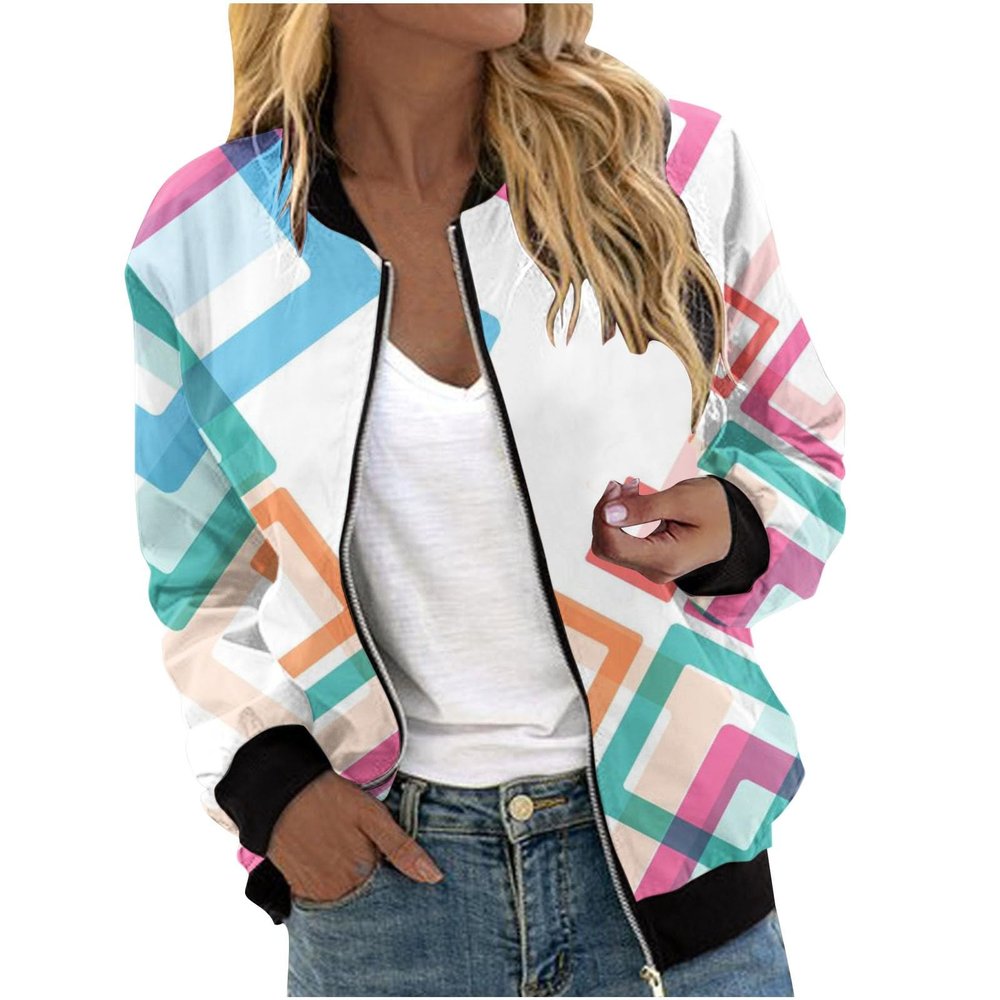NATHGAM Women's Jacket 2023 Fall Dressy Casual Bomber Coat Trendy Lightweight Zip Up Outerwear Comfy Windbreaker for Women