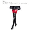 Agoky Women's Shiny Metallic Leather Thigh High Stockings Bodycon Over The Knee Socks Hosiery Red&Black One Size view 4