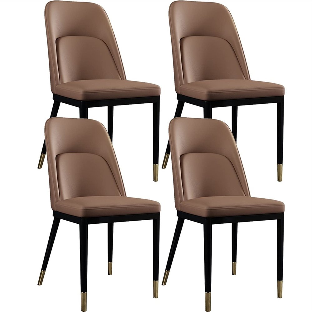 Kitchen Dining Room Furniture Chairs Dining Chairs Set of 4 Faux Matte PU Leather Kitchen Living Room Accent Chairs with Upholstered Back and Cushion Carbon Steel Frame (Color : Skin Color)